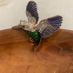 Blue and Green Hummingbird Bird Pin Brooch - Unbranded